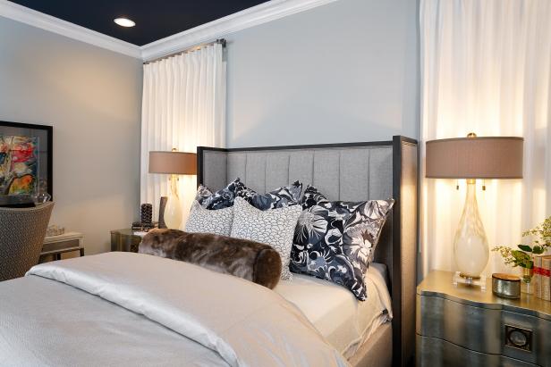 Modern Master Bedroom With Dark Painted Ceiling Hgtv