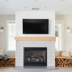 Cozy Neutral Living Room With Tiled Fireplace