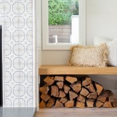 Cozy Fireplace Details With Chopped Firewood