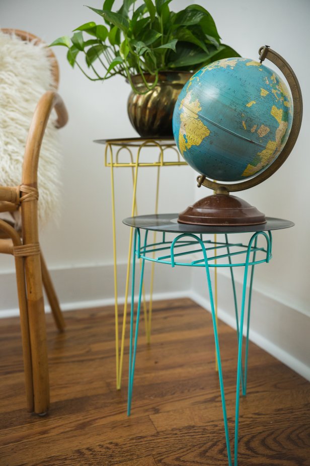 Vinyl Record Table Toppers With Metal Plant Stand Legs