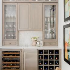 Wine Bar Features Gray Maple Cabinetry 