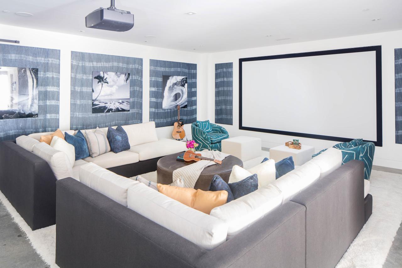 Contemporary Home Theater With Sectional Sofas Hgtv