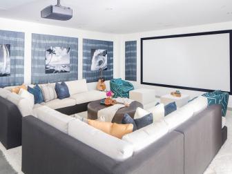 Contemporary Home Theater with Sectional Sofas