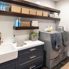 Laundry Room With Gray Appliances