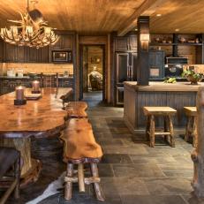 Rustic Open Kitchen and Dining Area 