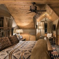 Rustic Loft Guest Bedroom with Dormer Window 