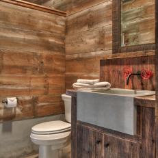 Rustic Guest Bathroom With Industrial Features