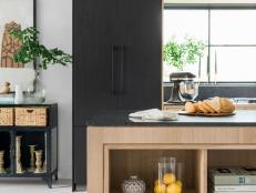Matte Black Cabinet Doors Conceal Kitchen Refrigerator