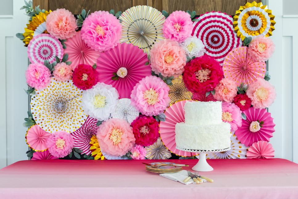 garland making with paper flowers