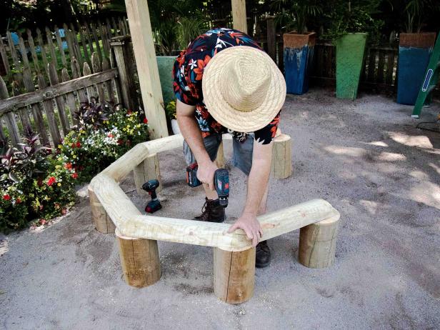 Continue to add one log and leg at a time until the octagon is complete.