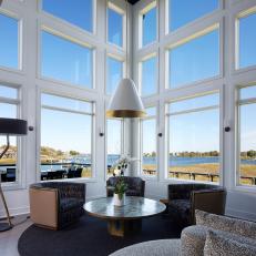 Living Room With Floor-To-Ceiling Ocean Views