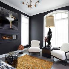 Contemporary Living Space With Black Matte Walls