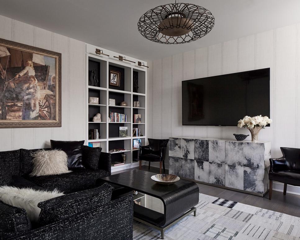 Cozy Black And White Living Room Hgtv