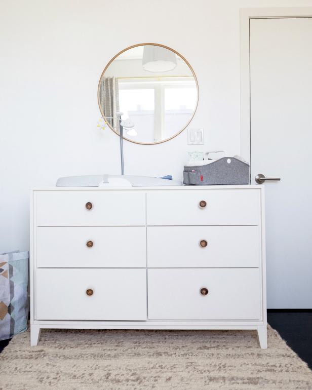 White Dresser And Round Mirror Hgtv