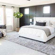 Modern Master Bedroom With Panel Wall Accent