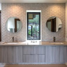 Guest Bathroom With 3D Tile Backsplash