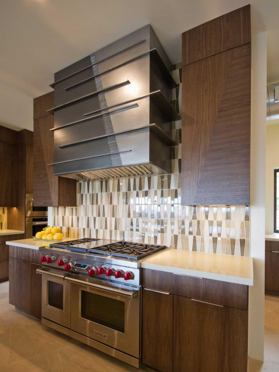 Midcentury Modern Kitchen With Brown Backsplash HGTV