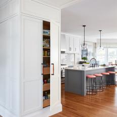 Transitional Open Plan Kitchen With Pantry