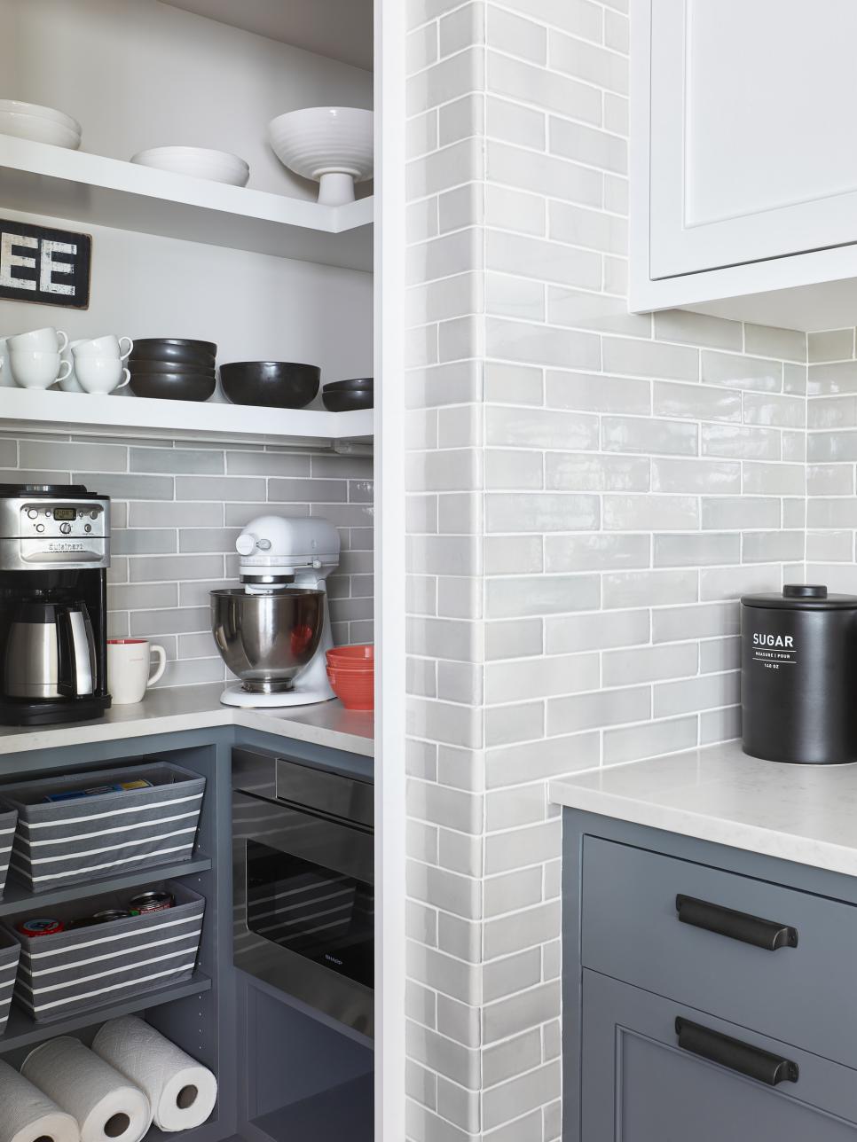 Pantry Coffee Nook With Gray Tile | HGTV