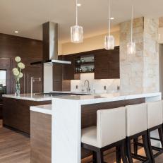 Modern Home Kitchen With Walnut Cabinets