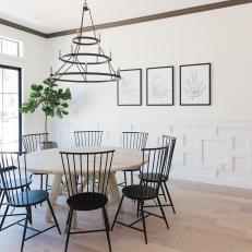 Neutral Scandinavian Dining Room With Wainscoting