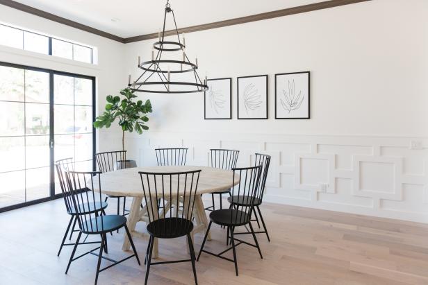 Scandinavian Dining Room With Wainscoting