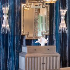 Blue Art Deco Foyer With Wallpaper