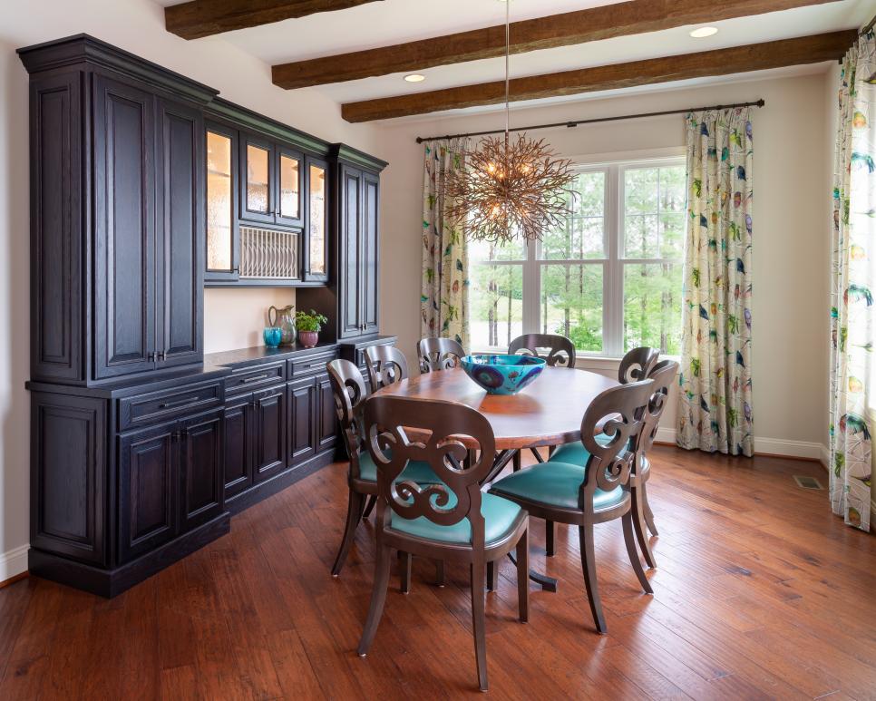 Contemporary Breakfast Nook With Branch Pendant | HGTV