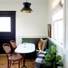Contemporary Breakfast Nook With Green Banquette
