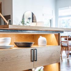 Open Kitchen Shelf With Bowls