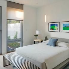 Modern White Bedroom With Private Patio