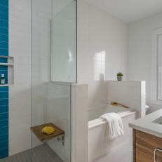 Modern Master Bathroom With Colorful Tiles
