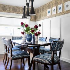 Kitchen Breakfast Nook With Wallpaper and Wainscoting 