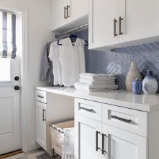 White And Blue Laundry Room