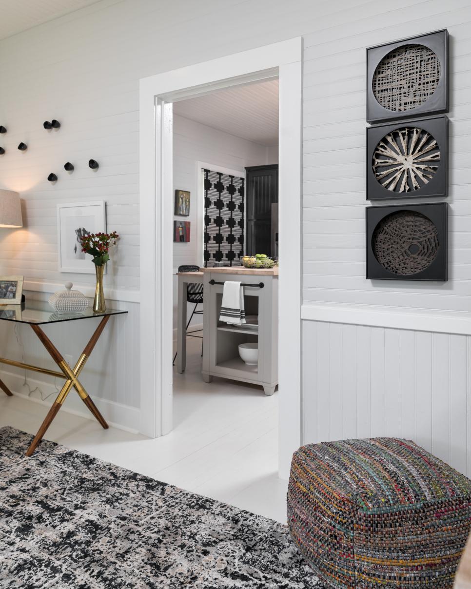 Black and White Living Room and Kitchen HGTV