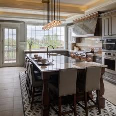 Spacious Transitional Kitchen With Two-Tiered Island