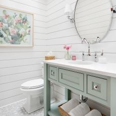 Cottage Powder Room With Paneling