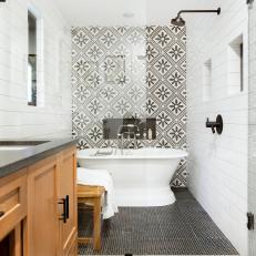 Black and White Master Bathroom Wet Room