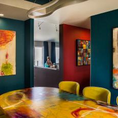 Modern Dining Room With Colorful Table
