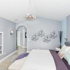 Gray Master Bedroom With Horse Art