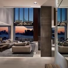 Open Plan Living Room With Waterfront Views