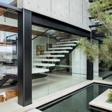 Modern Home With Glass Wall Entrance