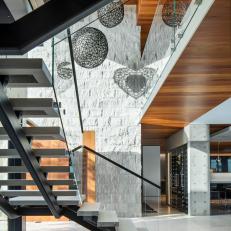 Modern Glass, Steel And Concrete Staircase