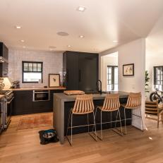 Modern Kitchen With Pearl Tile Backsplash