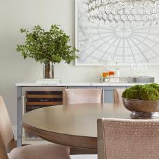 Contemporary Dining Room With Pink Chairs