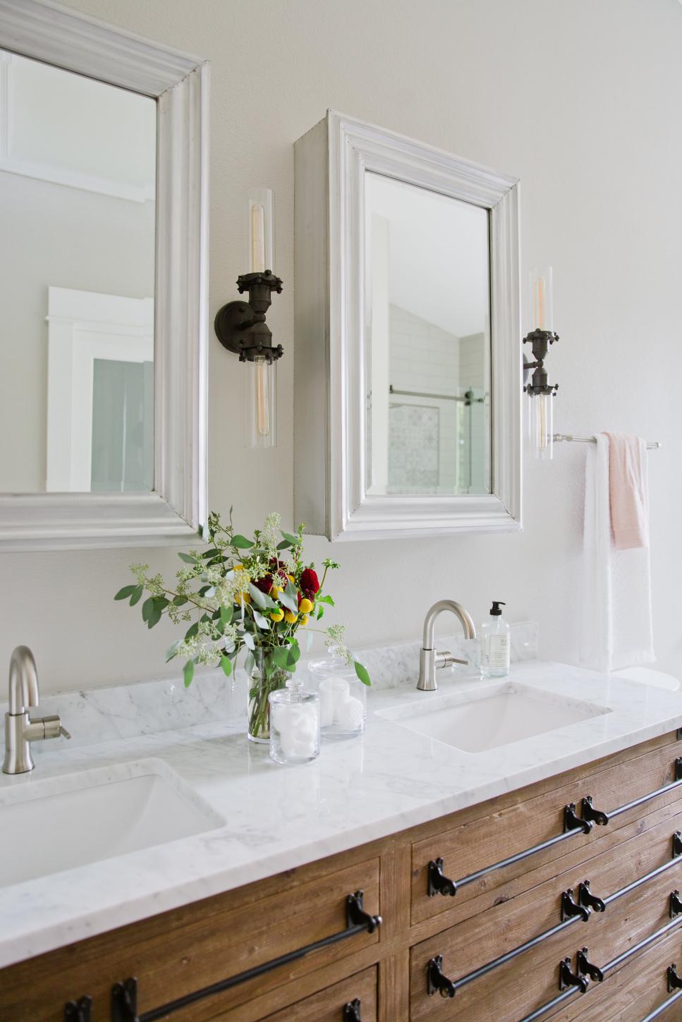 Bathroom Countertop And Glass Jars Hgtv