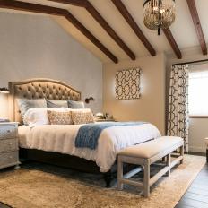 Mediterranean Master Bedroom With Vaulted Ceiling