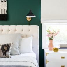 Transitional Emerald Green Master Bedroom