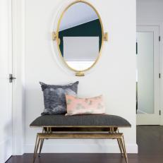 Transitional Hallway Bench And Mirror