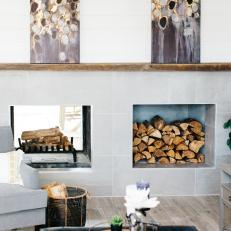 Modern, Rustic Double-Sided Fireplace Detail